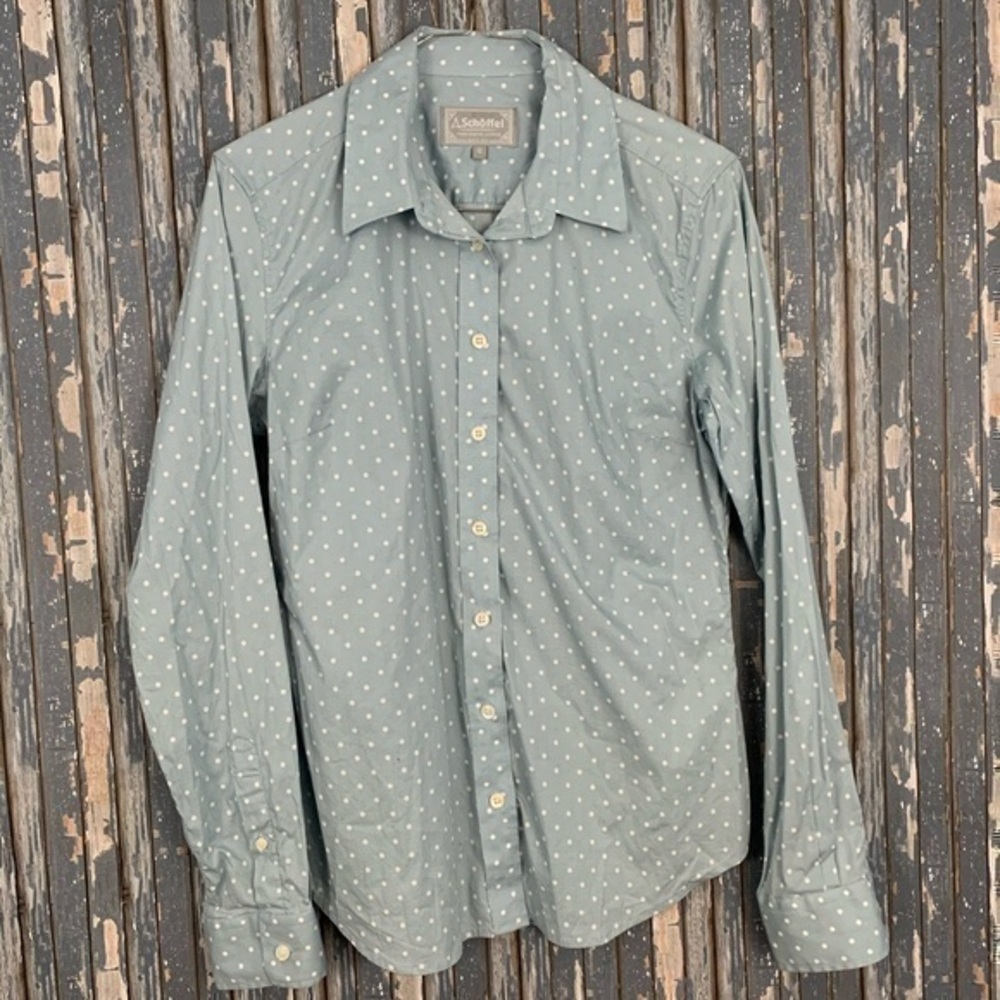 Schoffel Blue White Button Polka Dot Size 12
